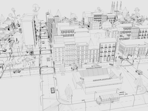 Cartoon City Model 3D