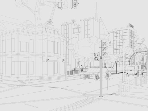 Cartoon City Model 3D