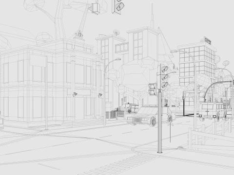 Cartoon City 3D Model