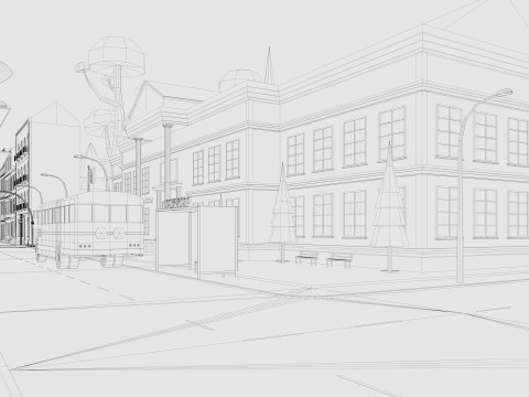 Cartoon City Model 3D