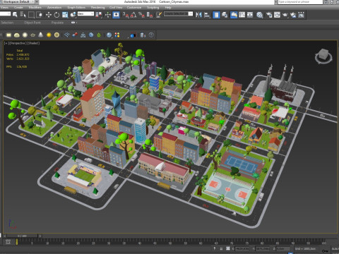 Cartoon City Model 3D