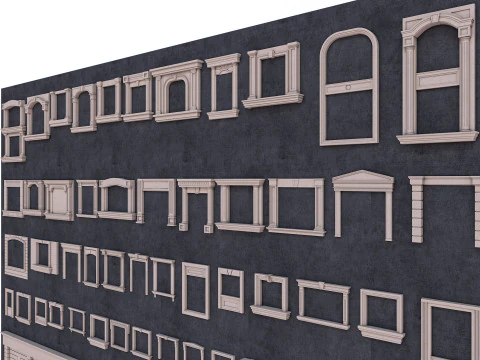 Building Facade Precast Frame Collection 3D Model