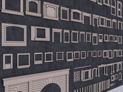 Building Facade Precast Frame Collection 3D Model