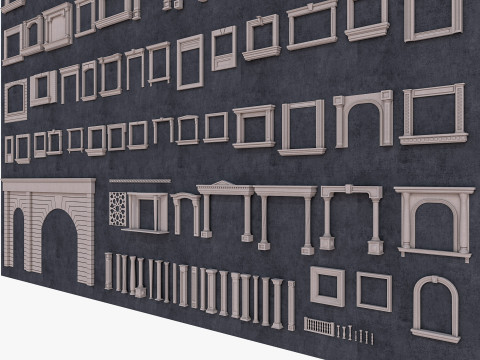 Building Facade Precast Frame Collection 3D 模型