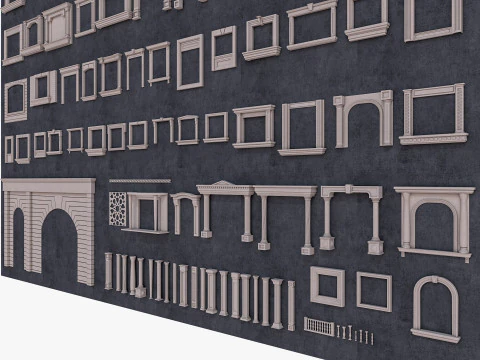 Building Facade Precast Frame Collection 3D Model