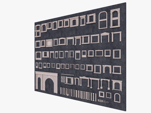 Building Facade Precast Frame Collection 3D Model