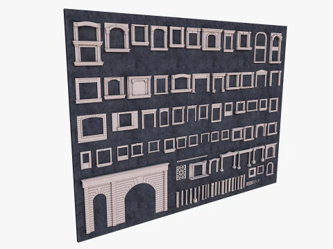 Building Facade Precast Frame Collection 3D Model