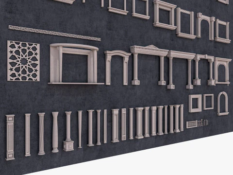 Building Facade Precast Frame Collection 3D Model