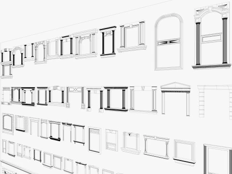 Building Facade Precast Frame Collection 3D Model