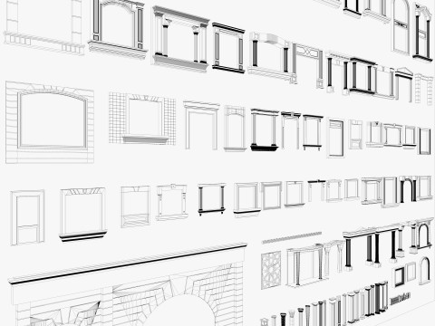 Building Facade Precast Frame Collection 3D 模型