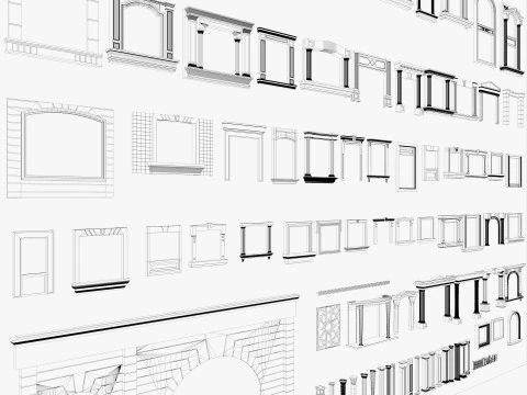 Building Facade Precast Frame Collection 3D Model