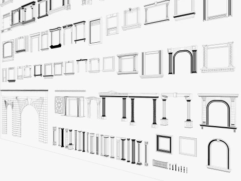 Building Facade Precast Frame Collection 3D Model