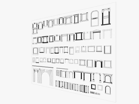 Building Facade Precast Frame Collection 3D Model