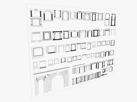 Building Facade Precast Frame Collection 3D Model
