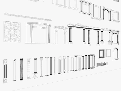 Building Facade Precast Frame Collection 3D Model