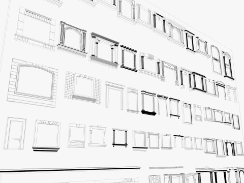 Building Facade Precast Frame Collection 3D Model