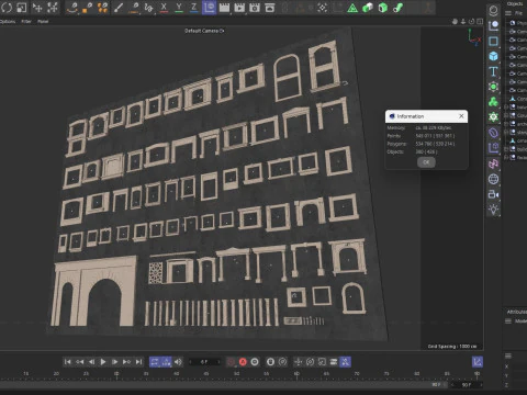 Building Facade Precast Frame Collection 3D Model
