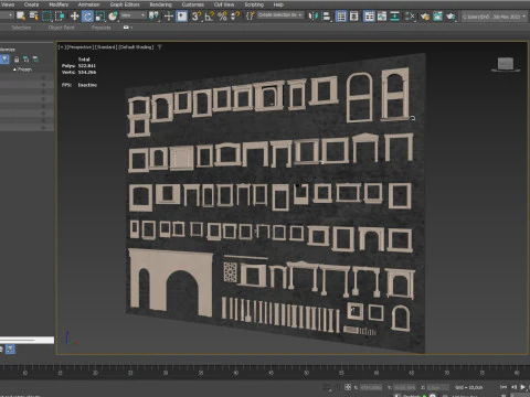 Building Facade Precast Frame Collection 3D Model