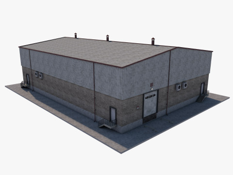 Industrial building warehouse 1 Low-poly 3D Model