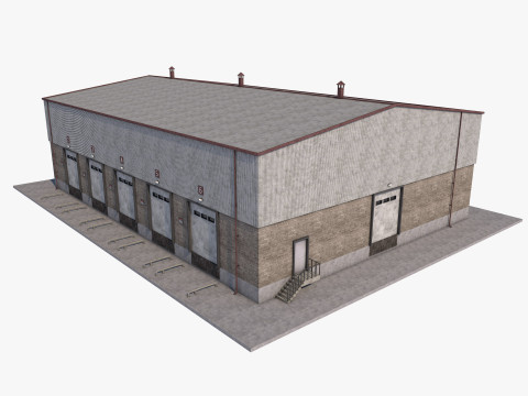 Industrial building warehouse 1 Low-poly 3D Model