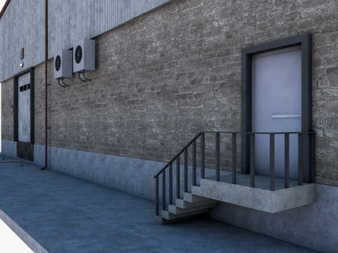 Industrial building warehouse 1 Low-poly 3D Model