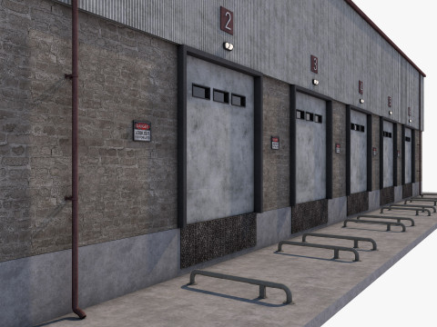Industrial building warehouse 1 Low-poly 3D Model