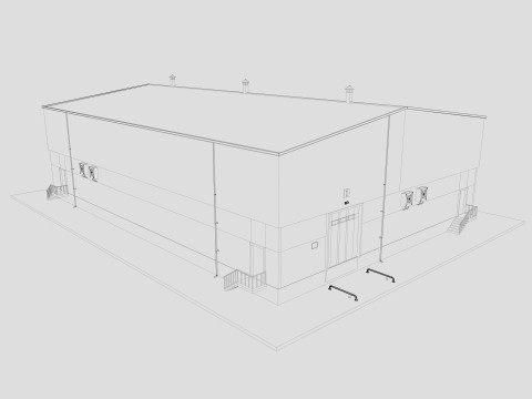 Industrial building warehouse 1 Low-poly 3D Model