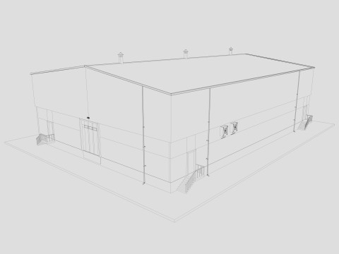 Industrial building warehouse 1 Low-poly 3D Model