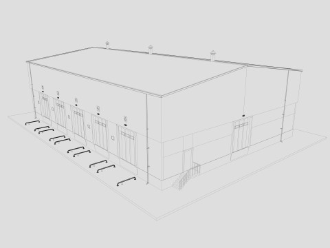 Industrial building warehouse 1 Low-poly 3D Model
