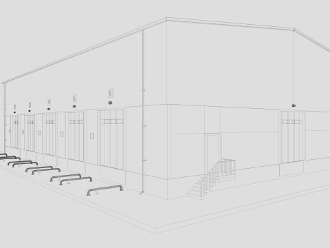 Industrial building warehouse 1 Low-poly 3D Model