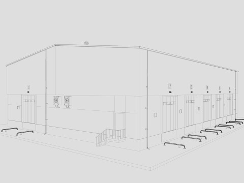 Industrial building warehouse 1 Low-poly 3D Model