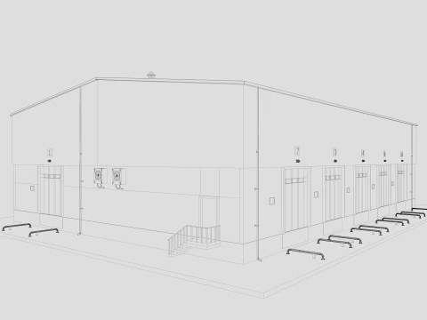 Industrial building warehouse 1 Low-poly 3D Model