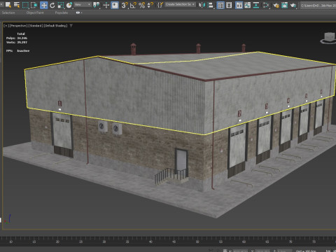 Industrial building warehouse 1 Low-poly 3D Model