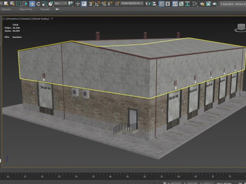 Industrial building warehouse 1 Low-poly 3D Model