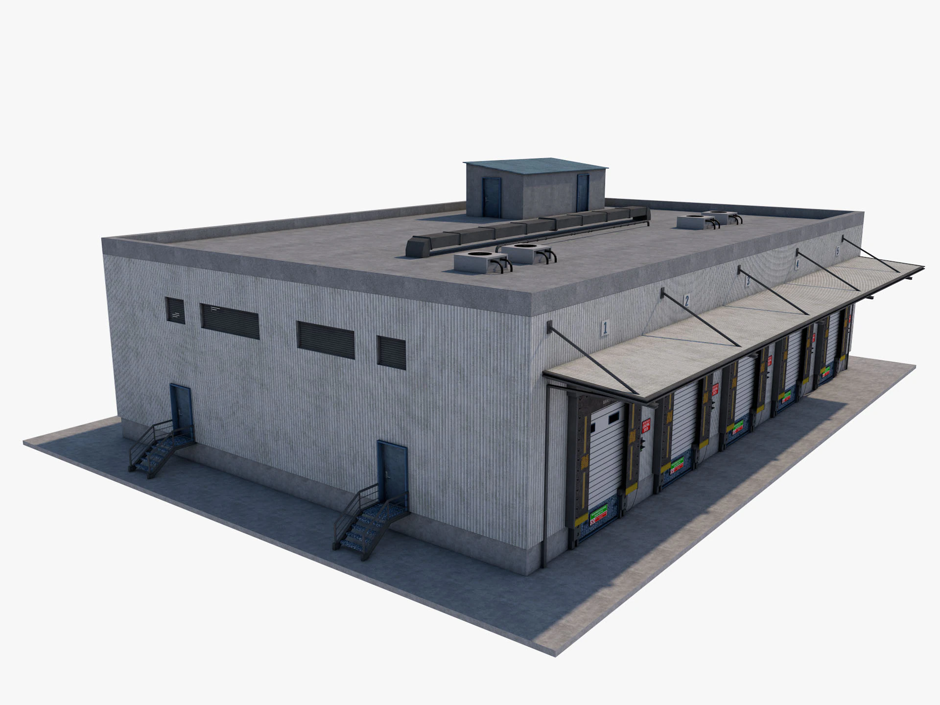 Industrial building warehouse 2 3D Model .c4d .max .obj .3ds .fbx .stl .blend 