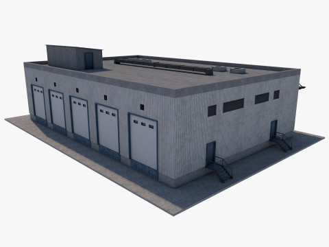 Industrial building warehouse 2 Model 3D