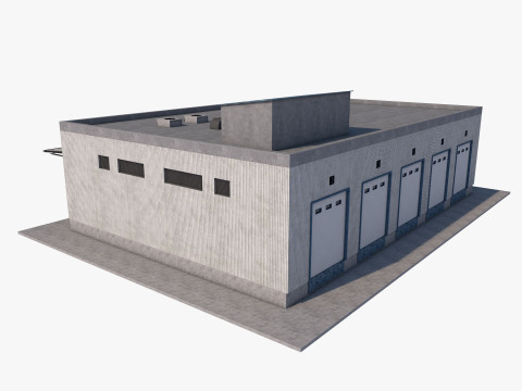 Industrial building warehouse 2 Model 3D