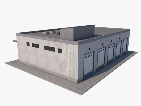 Industrial building warehouse 2 3D Model