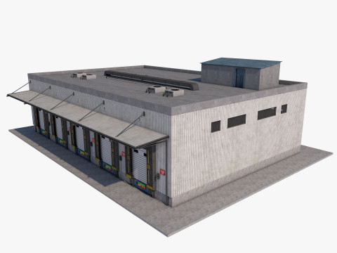 Industrial building warehouse 2 Model 3D