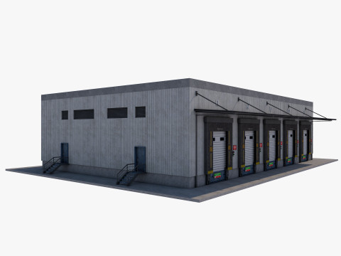 Industrial building warehouse 2 Model 3D
