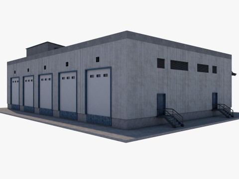 Industrial building warehouse 2 Model 3D
