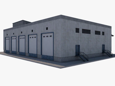 Industrial building warehouse 2 3D Model