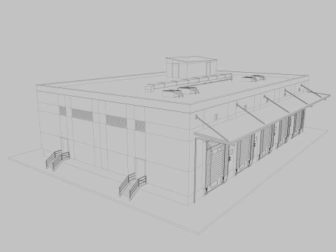Industrial building warehouse 2 3D Model