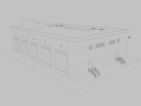 Industrial building warehouse 2 3D Model
