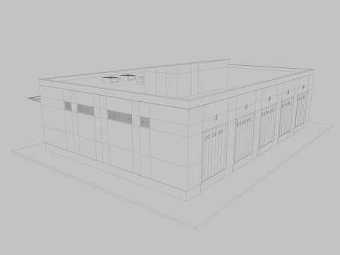 Industrial building warehouse 2 3D Model