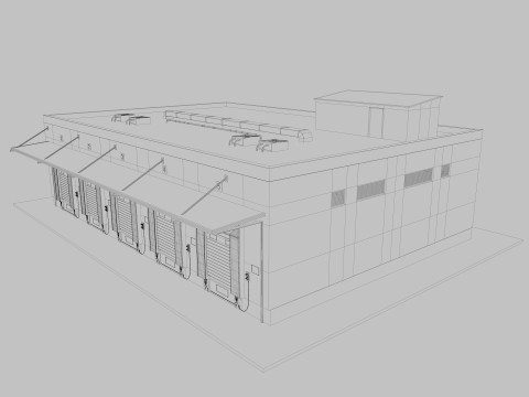 Industrial building warehouse 2 Model 3D