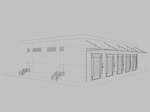 Industrial building warehouse 2 Model 3D
