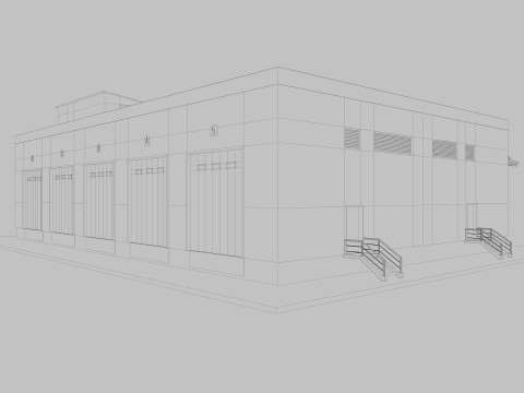 Industrial building warehouse 2 Model 3D
