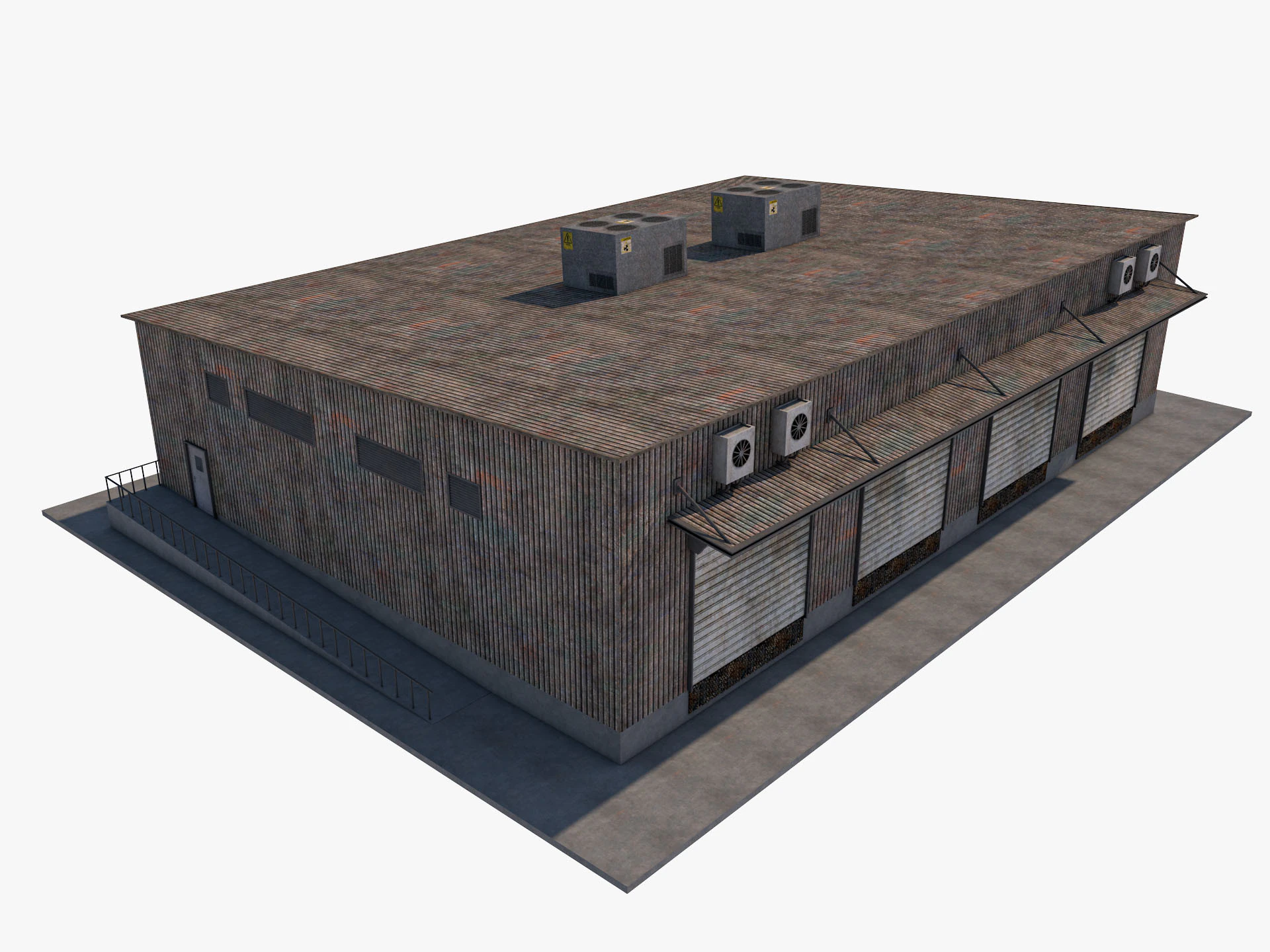 Industrial building warehouse 3 Low-poly 3D Model .c4d .max .obj .3ds .fbx .stl .blend 