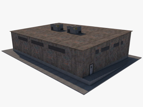 Industrial building warehouse 3 Low-poly 3D Model